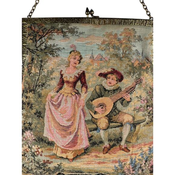 1930's French Woven Tapestry Purse with Orchestra Ticket Stub from 1970 - Picture 2 of 15